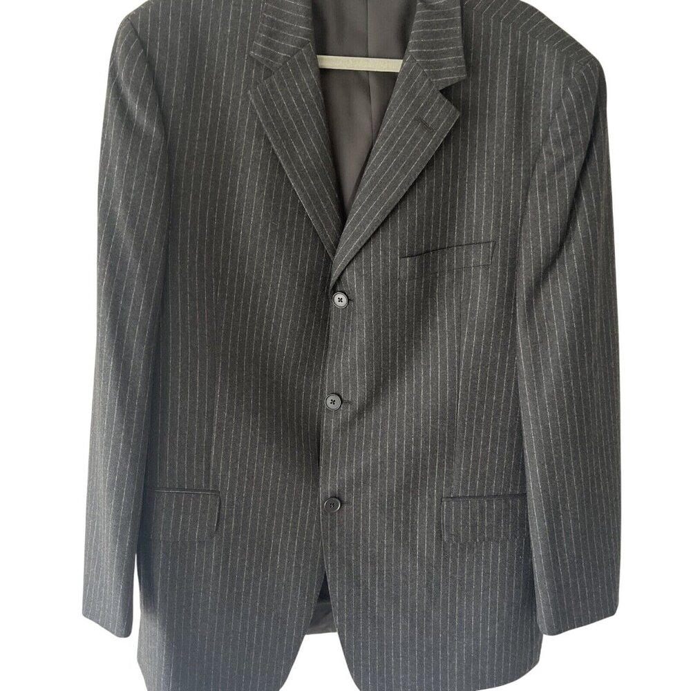 LANDS' END Men's Gray Striped Wool Classic Fit Sport Coat Blazer Jacket 44R